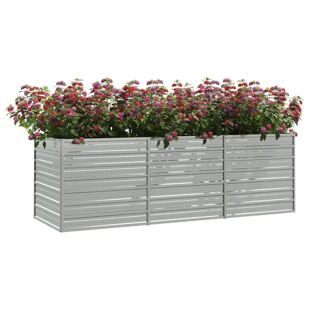 Garden Raised Bed Planter 240x80x77cm Outdoor Vegetable Herb Flower Box Silver