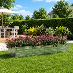 Stylish Galvanized Steel Garden Planter Box 320x80x45 cm