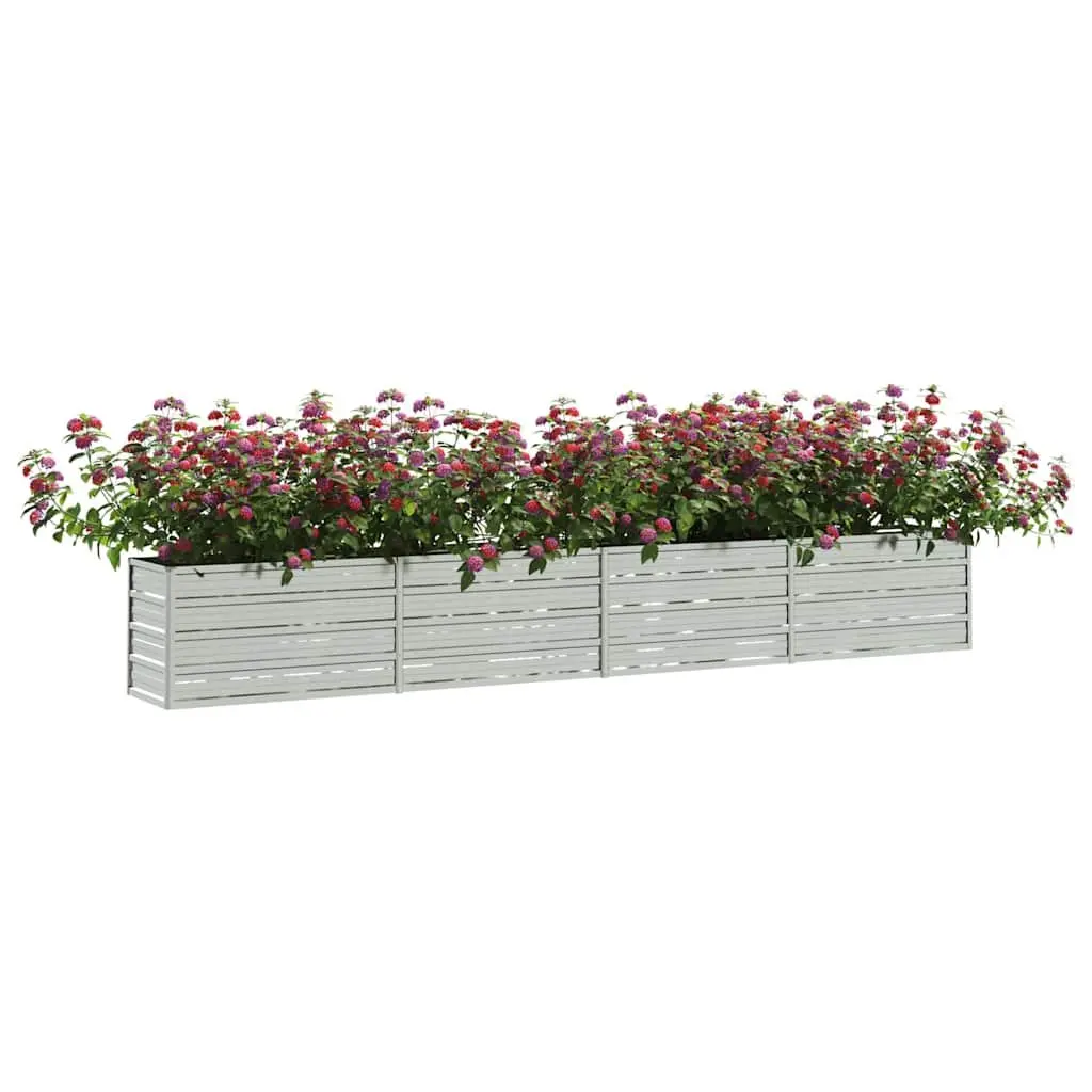 Galvanized Steel Garden Raised Bed 320x40x45 cm Outdoor Planter Box Silver