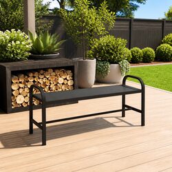 Black Weather-Resistant Garden Bench for Outdoor Spaces
