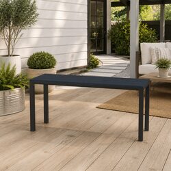 Outdoor Garden Bench 110cm Black Steel WPC Composite Patio Seating Furniture