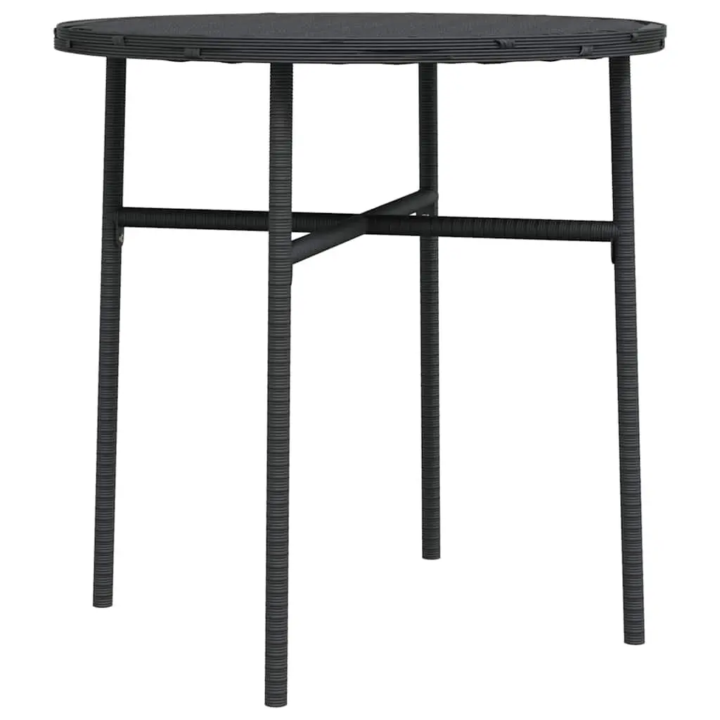 Round Tea Table 45cm Black Weather-Resistant PE Rattan Outdoor Garden Patio Furniture