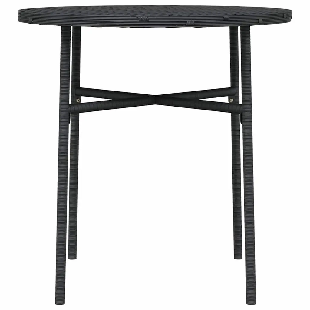 Round Tea Table 45cm Black Weather-Resistant PE Rattan Outdoor Garden Patio Furniture