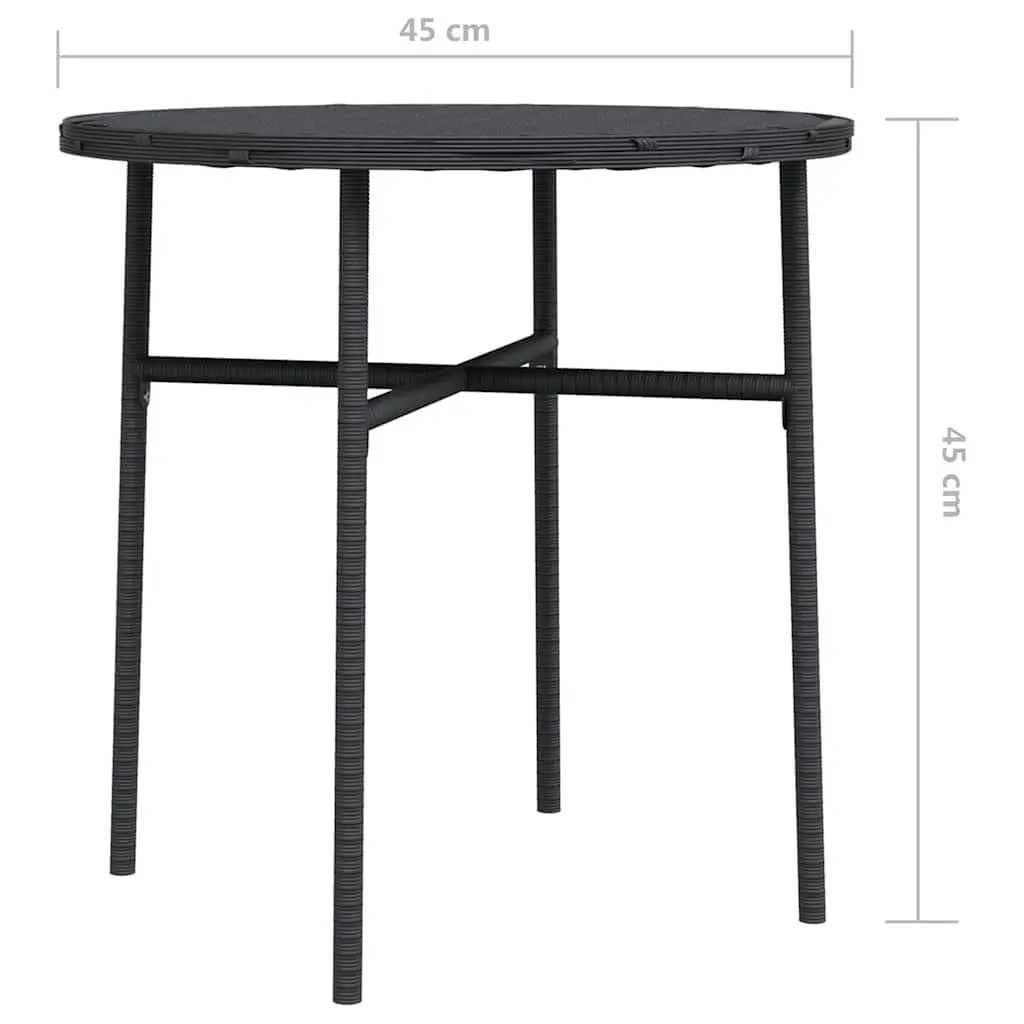 Round Tea Table 45cm Black Weather-Resistant PE Rattan Outdoor Garden Patio Furniture