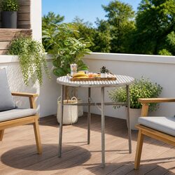 Grey Garden Patio Tea Table - Round Poly Rattan Design