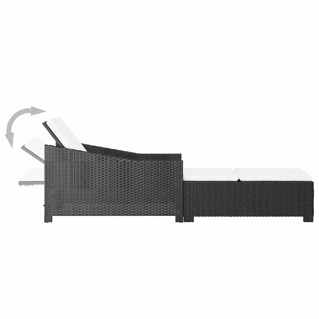 Outdoor Recliner Adjustable Backrest Sun Lounger with Cushion for Garden Patio Pool