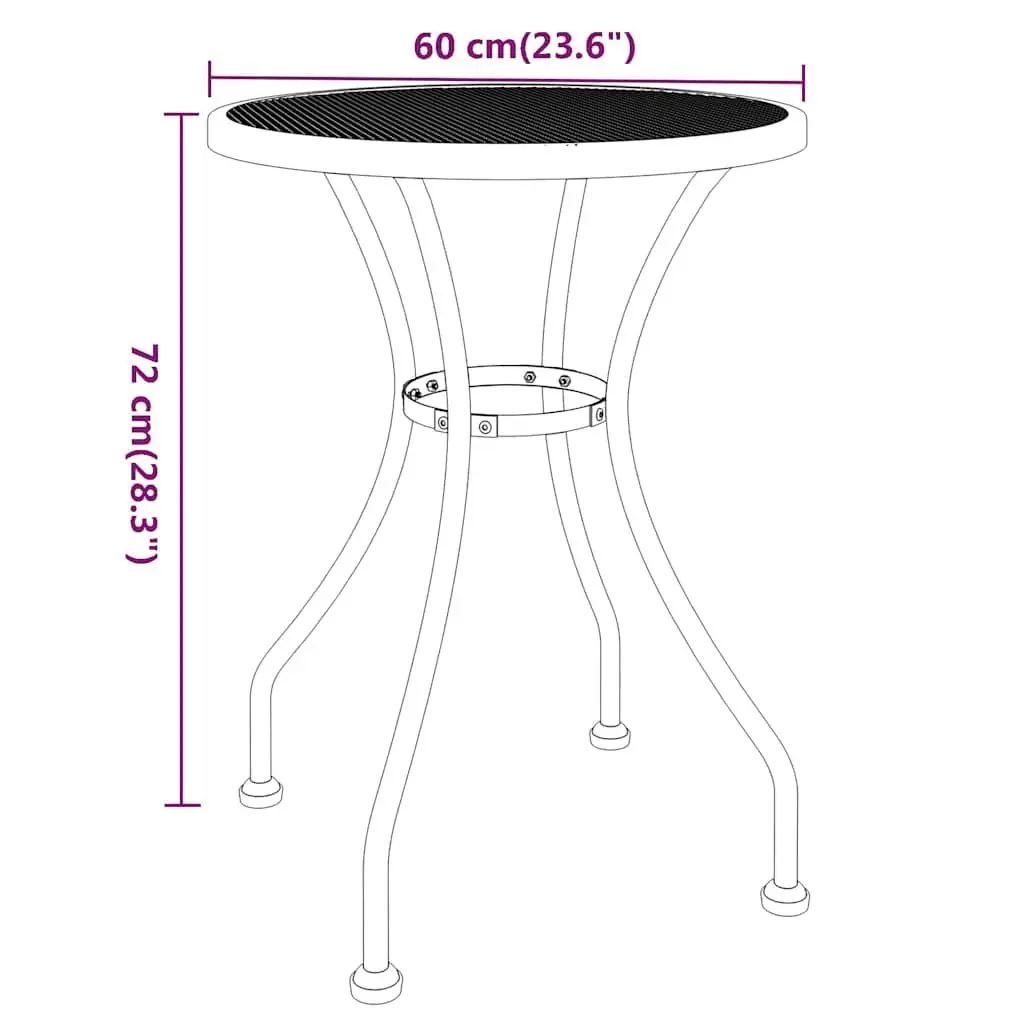 Round Garden Dining Table Ø60cm Iron Frame Expanded Metal Mesh Top Anthracite