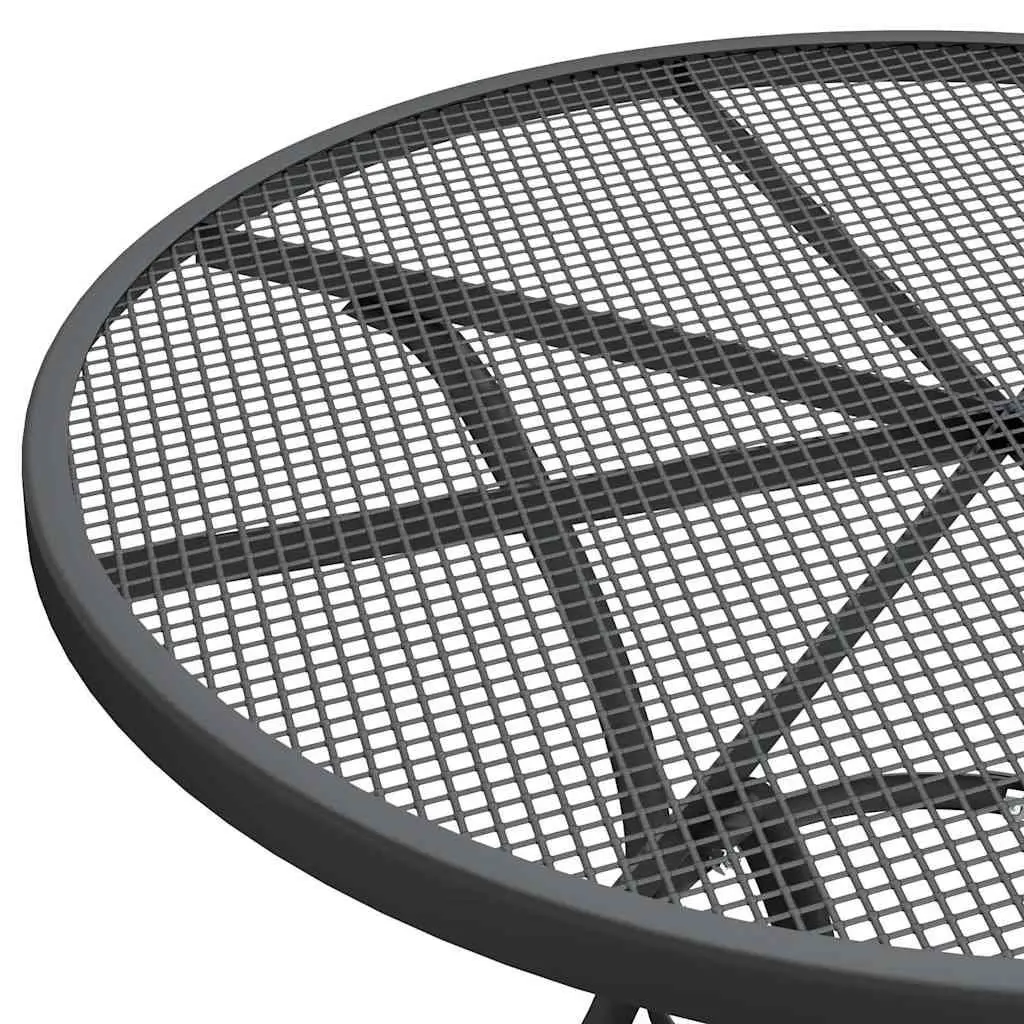 Garden Dining Table Ø80cm Round Mesh Outdoor Anthracite Iron Frame