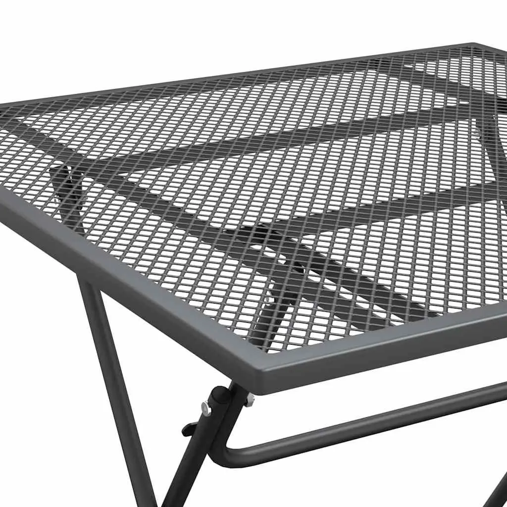 Garden Dining Table 80x80x72cm Iron Frame Expanded Metal Mesh Top Anthracite