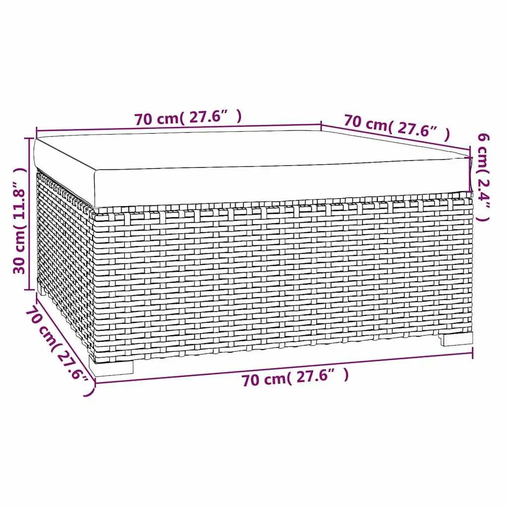 Garden Footrest Ottoman Outdoor Patio Pouffe Modular Seating Black 70x70x30cm