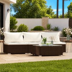 Enhance Your Space with a 4-Piece Brown Rattan Lounge Set