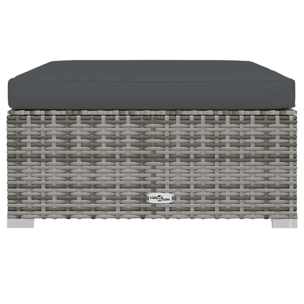 Garden Footrest Ottoman 70x70x30cm Waterproof PE Rattan Removable Cushion Grey