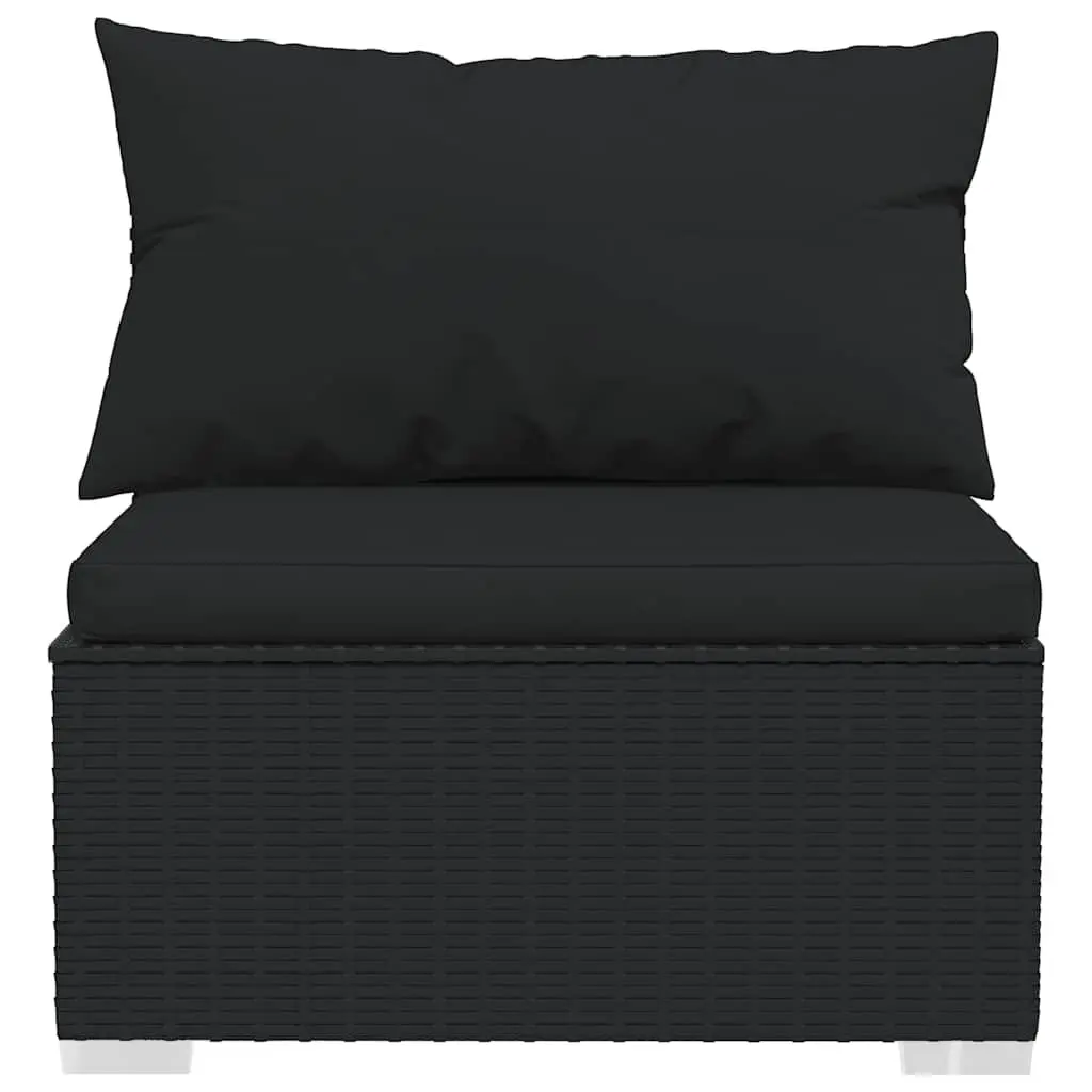 4 Piece Garden Lounge Set Outdoor Patio Furniture Black Waterproof PE Rattan with Thick Cushions