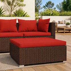 Comfortable Brown Garden Footrest with Removable Cushion