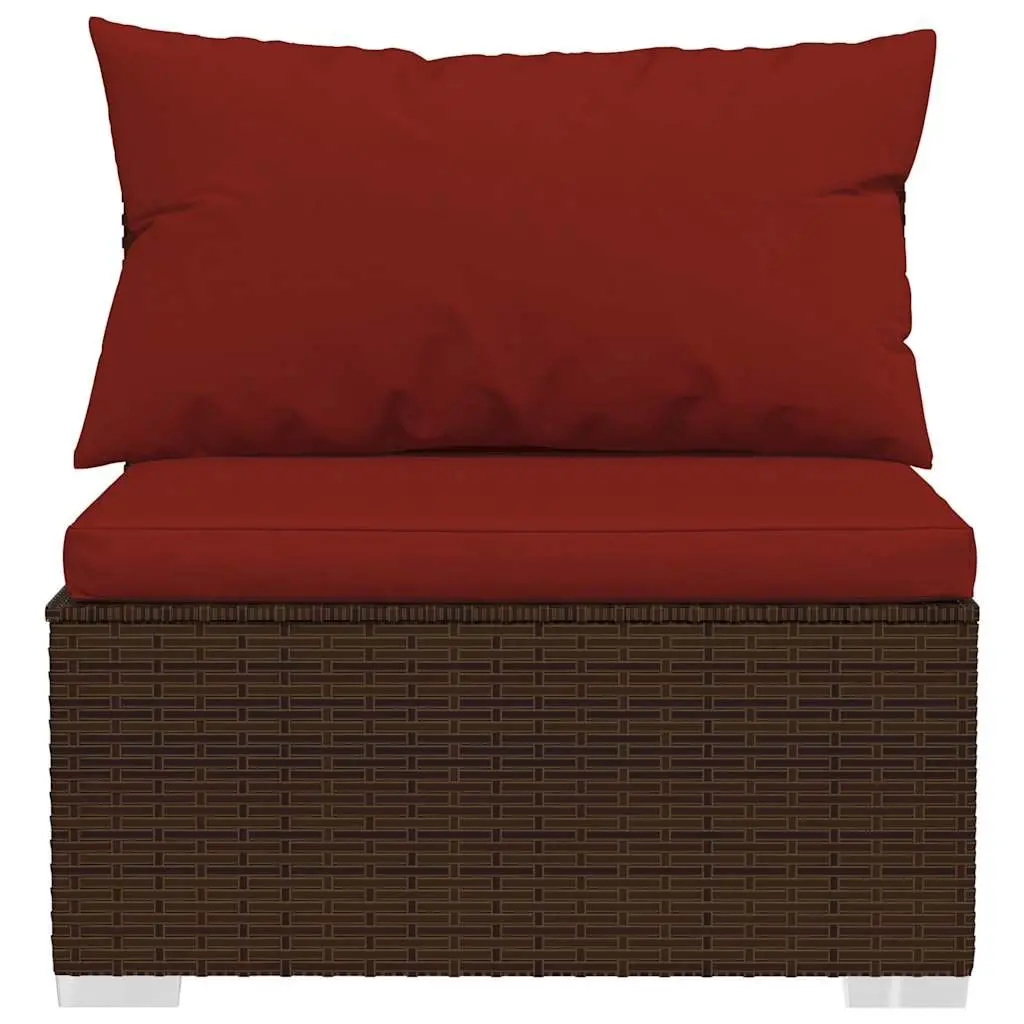Garden Middle Sofa Brown Modular Outdoor Sectional with Cushions