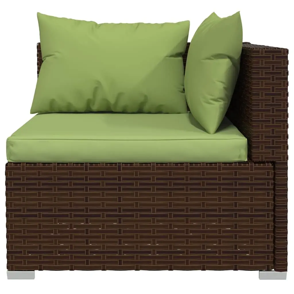 Outdoor Sectional Sofa 3 Piece Garden Lounge Set Brown Rattan Cushions Patio
