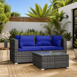 Stylish 3 Piece Outdoor Lounge Furniture Set in Grey