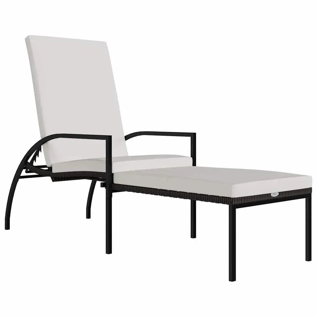Sun Lounger Adjustable Backrest Steel Frame Integrated Footrest Brown