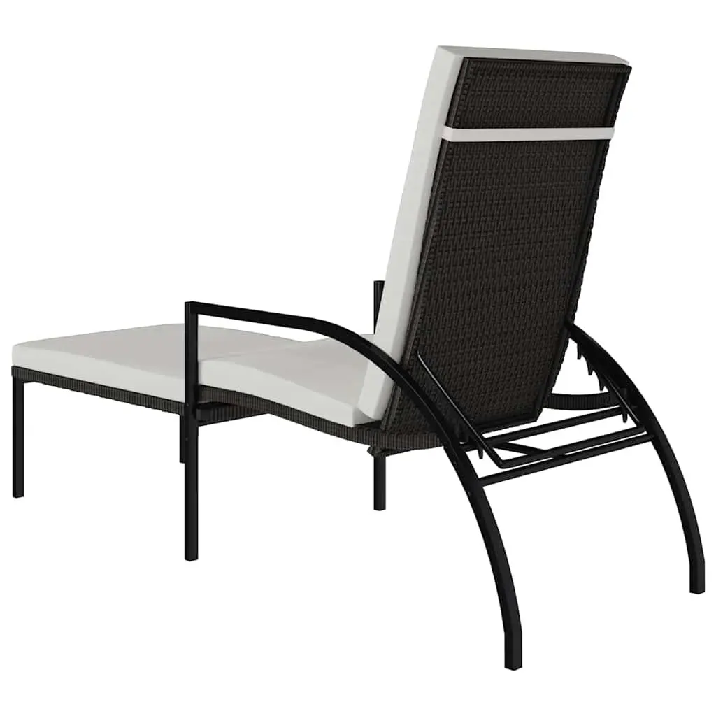 Sun Lounger Adjustable Backrest Steel Frame Integrated Footrest Brown