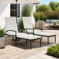 Outdoor Patio Loungers 2 pcs with Adjustable Footrest