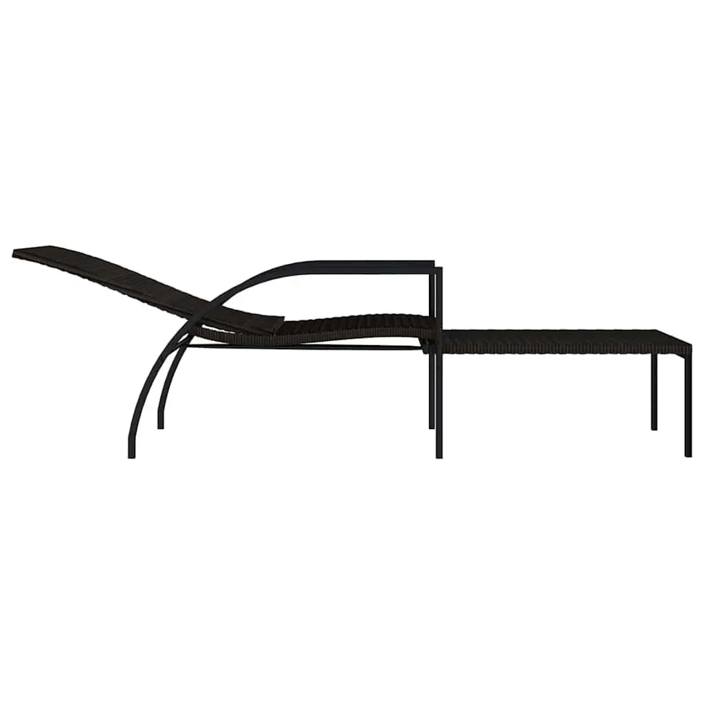 Sun Loungers 2 pcs Adjustable Backrest PE Rattan Brown Outdoor Garden Patio Furniture