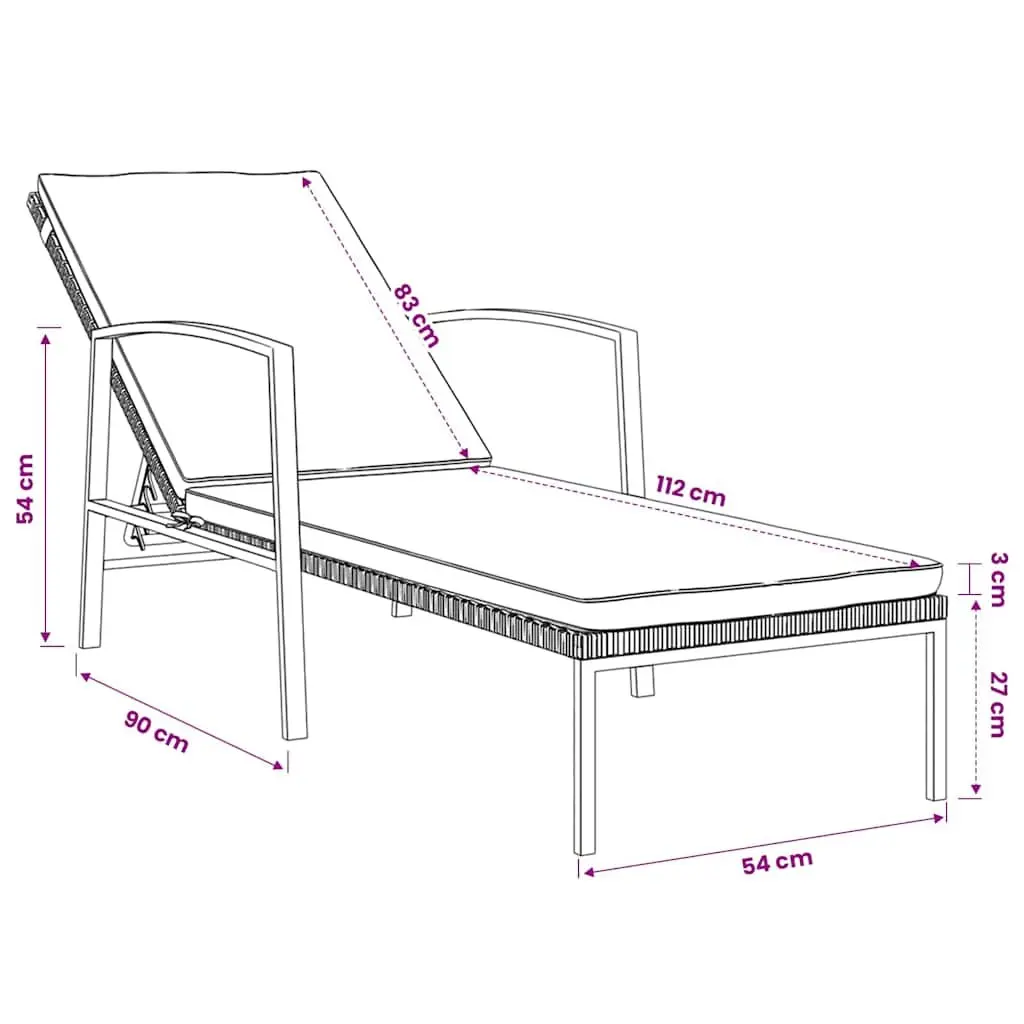 Sun Loungers 2 pcs Adjustable Backrest with Integrated Table Poly Rattan Brown Outdoor Garden Patio Furniture