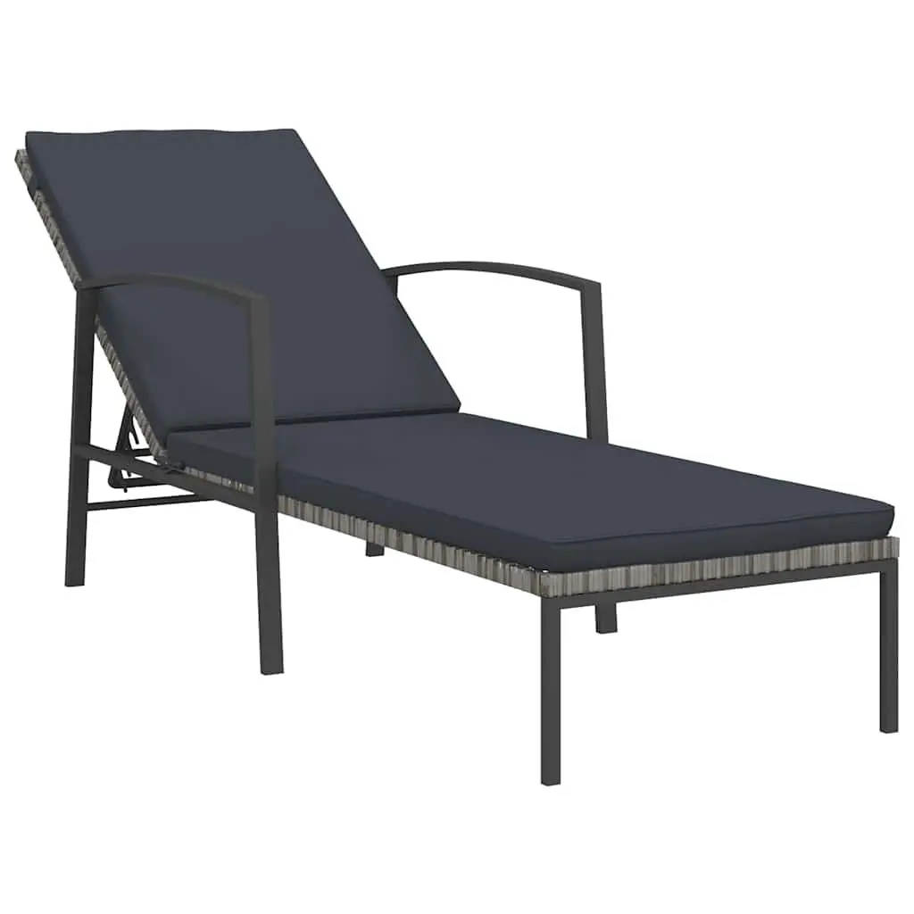 Sun Lounger 2 Piece Set with Adjustable Backrest and Integrated Side Table for Outdoor Patio Garden