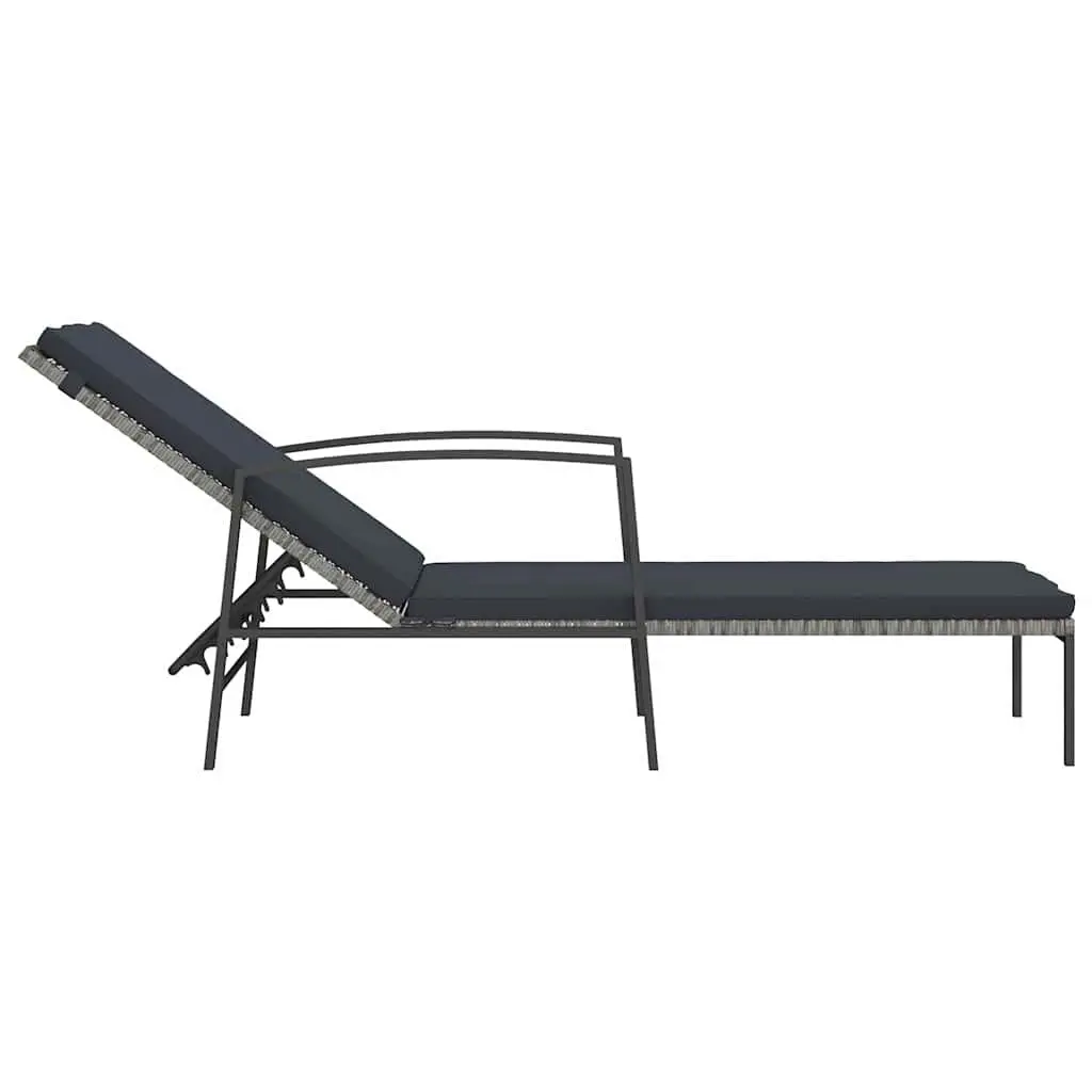 Sun Lounger 2 Piece Set with Adjustable Backrest and Integrated Side Table for Outdoor Patio Garden