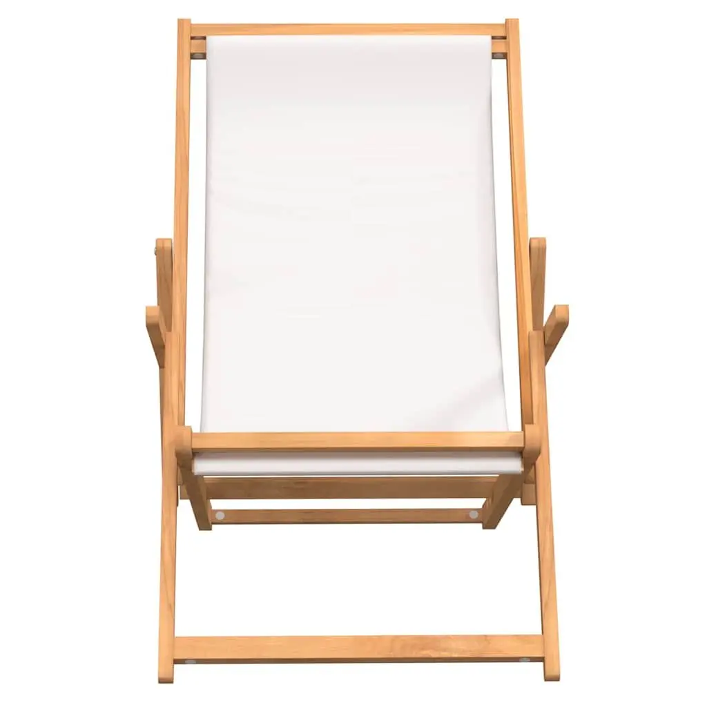 Folding Beach Chair Solid Teak Wood Adjustable Backrest Outdoor Seating