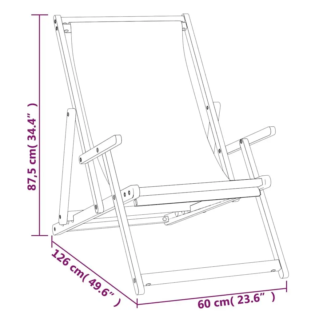Folding Beach Chair Outdoor Garden Deck Chair Adjustable Backrest Teak Wood Grey