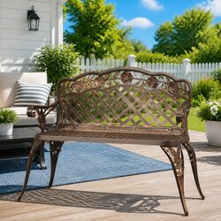 Charming Brown Garden Bench for Outdoor Relaxation