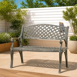 Outdoor Garden Bench 102cm in Green Cast Aluminium