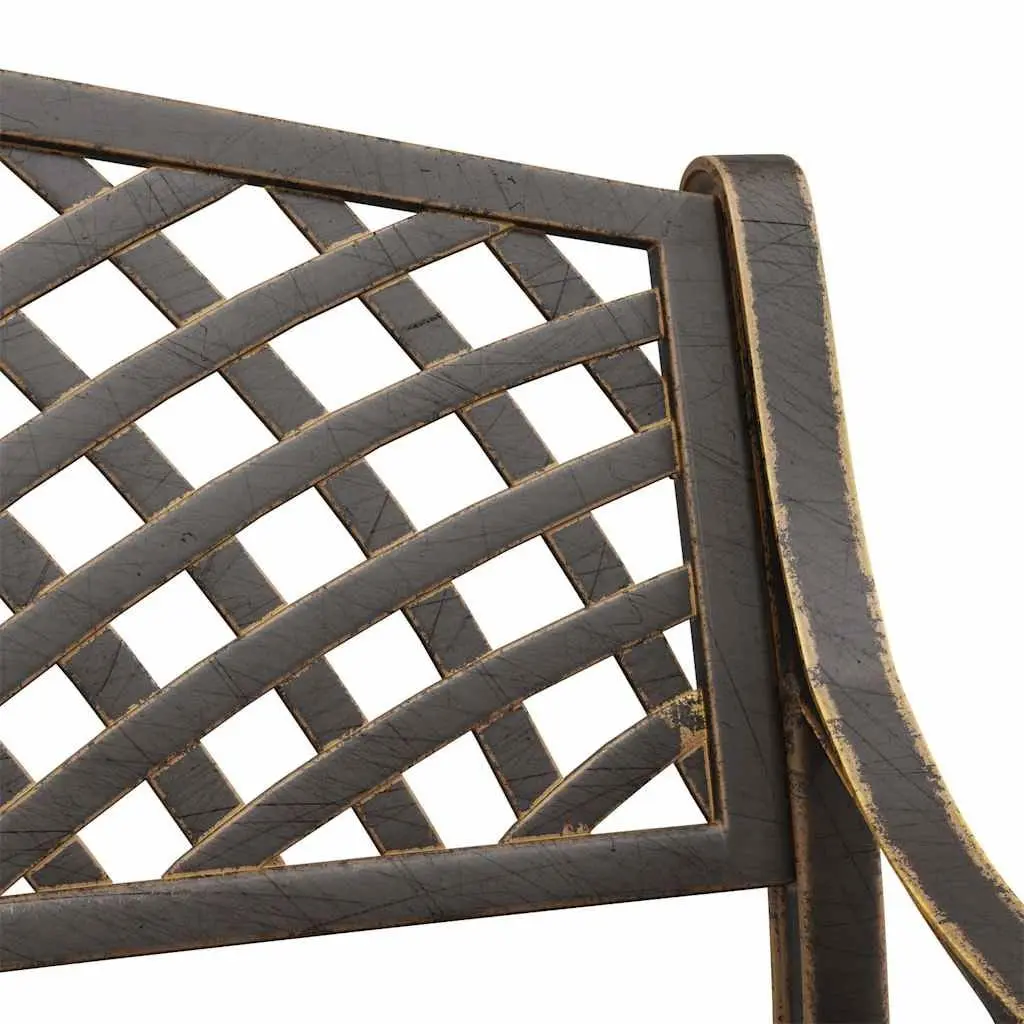 Garden Bench 102cm Cast Aluminium Outdoor Seating Brown Patio Furniture