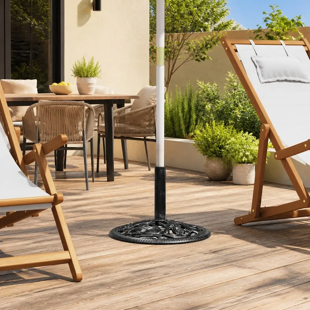 Umbrella Base Black Cast Iron Heavy Duty Stable Support for Outdoor Garden Patio