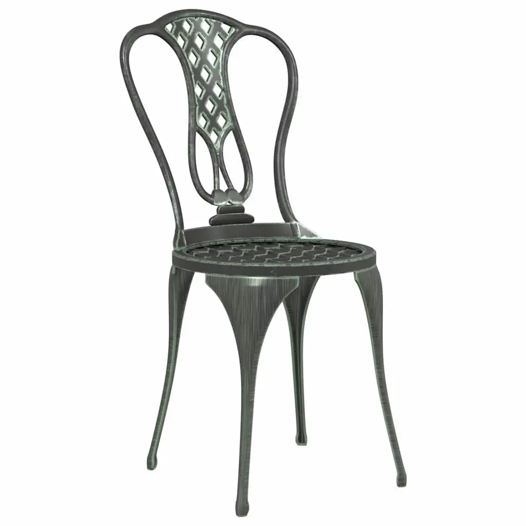 Bistro Set 3 Piece Outdoor Garden Patio Furniture Cast Aluminium Green Floral