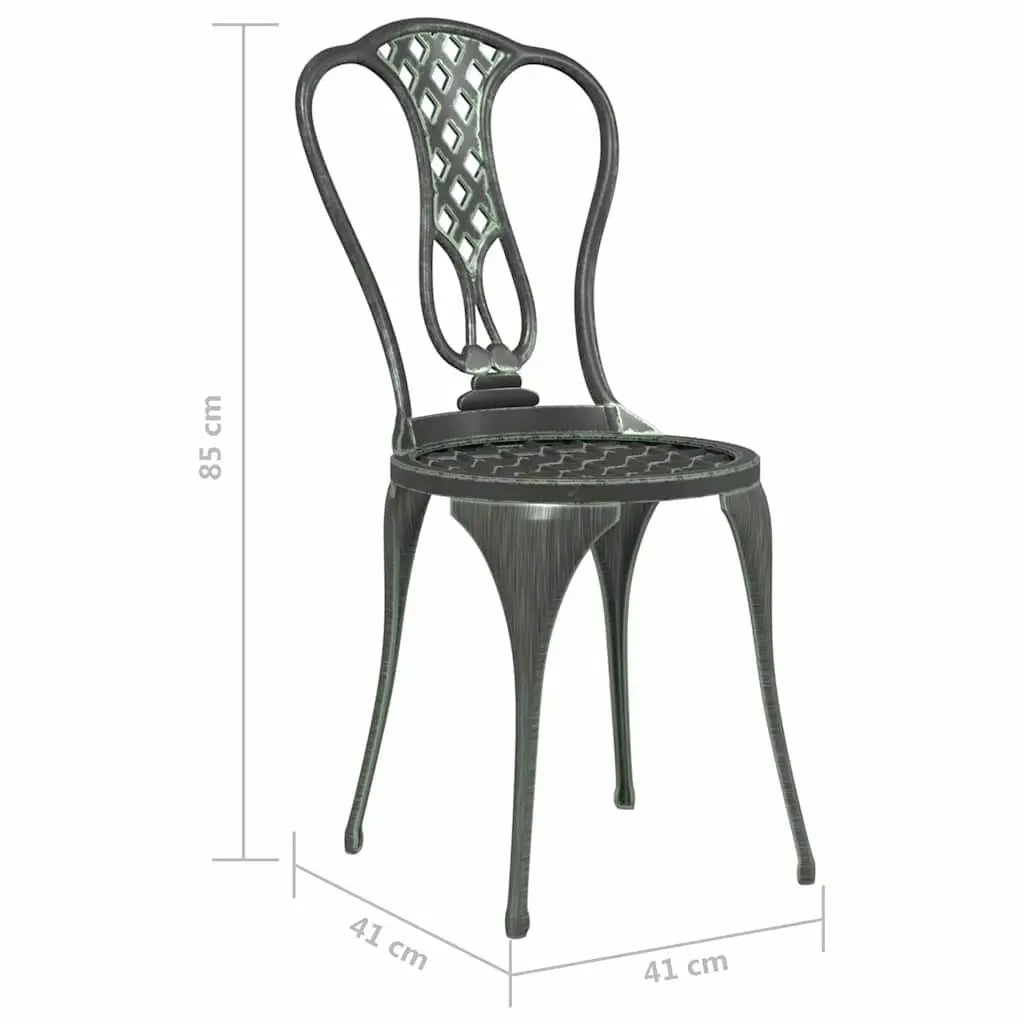 Bistro Set 3 Piece Outdoor Garden Patio Furniture Cast Aluminium Green Floral