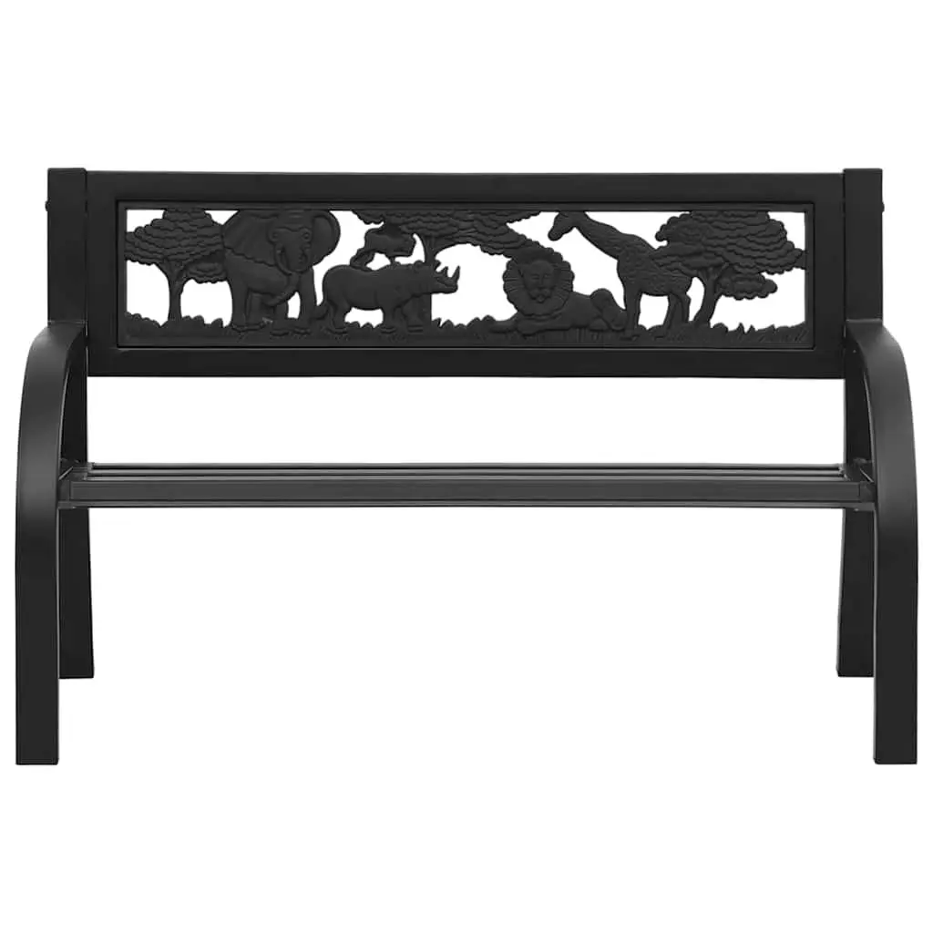 Children Garden Bench 86cm Steel Frame Black Backrest