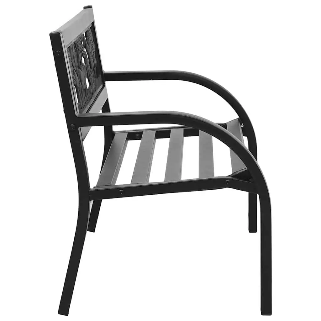 Children Garden Bench 86cm Steel Frame Black Backrest