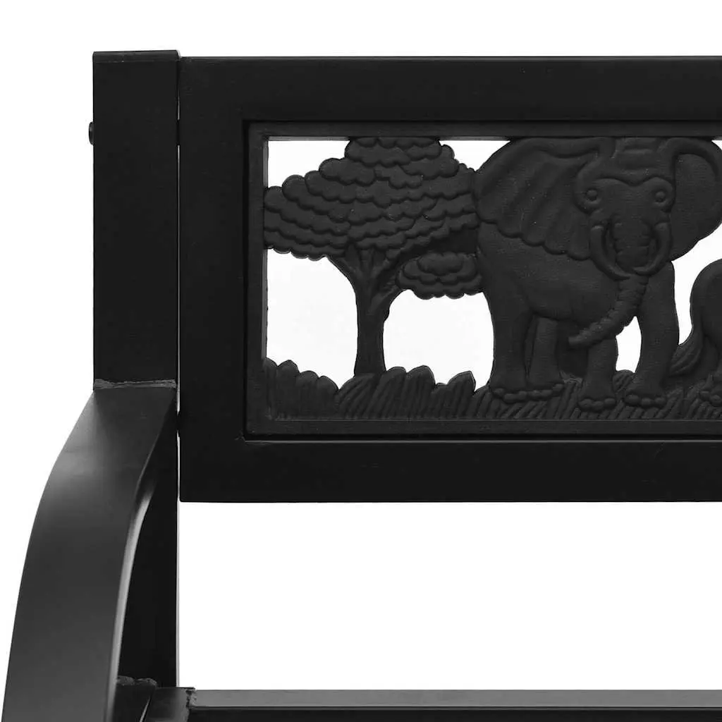 Children Garden Bench 86cm Steel Frame Black Backrest