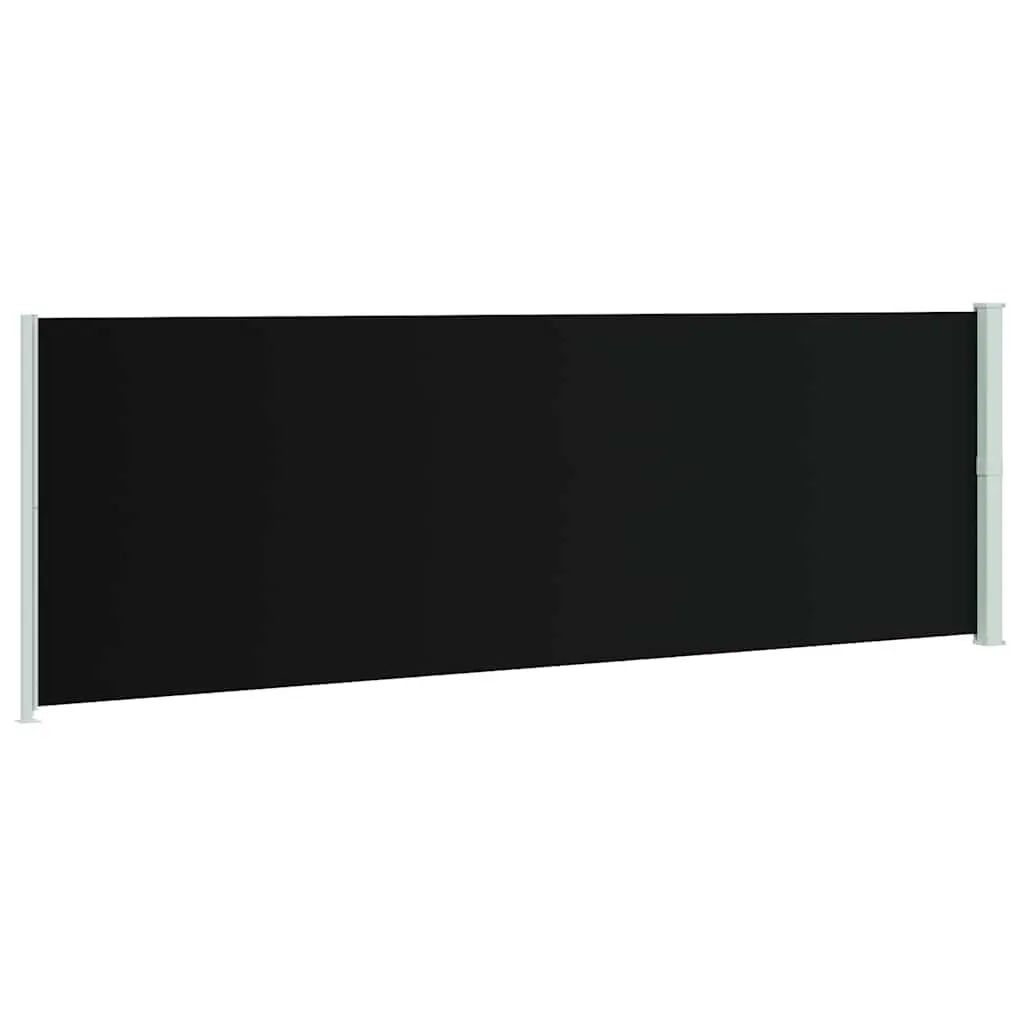 Retractable Side Awning 200x600 cm Black Outdoor Sunshade Privacy Screen