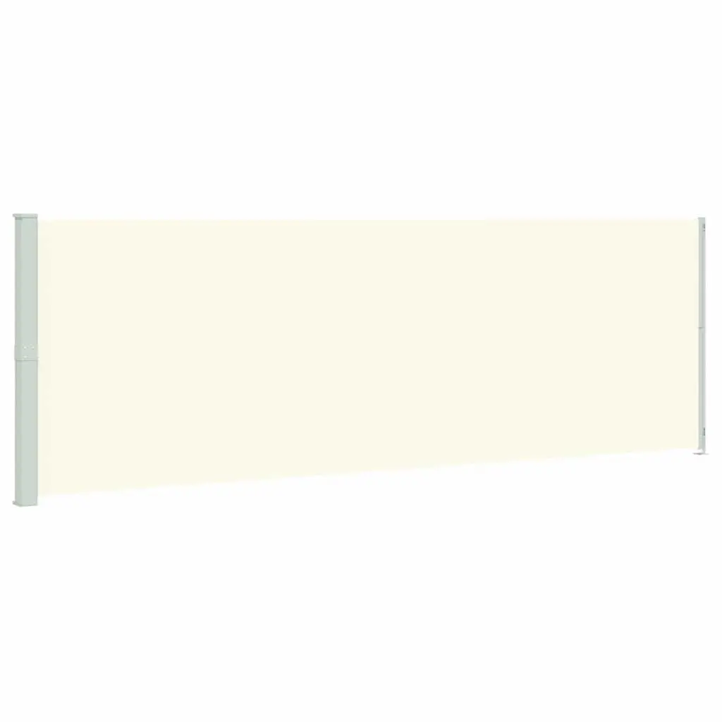 Retractable Side Awning Cream 200x600 cm Outdoor Privacy Screen Protection for Patios and Balconies