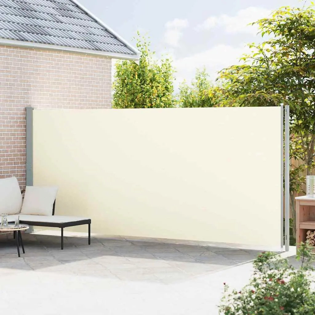 Retractable Side Awning Cream 200x600 cm Outdoor Privacy Screen Protection for Patios and Balconies