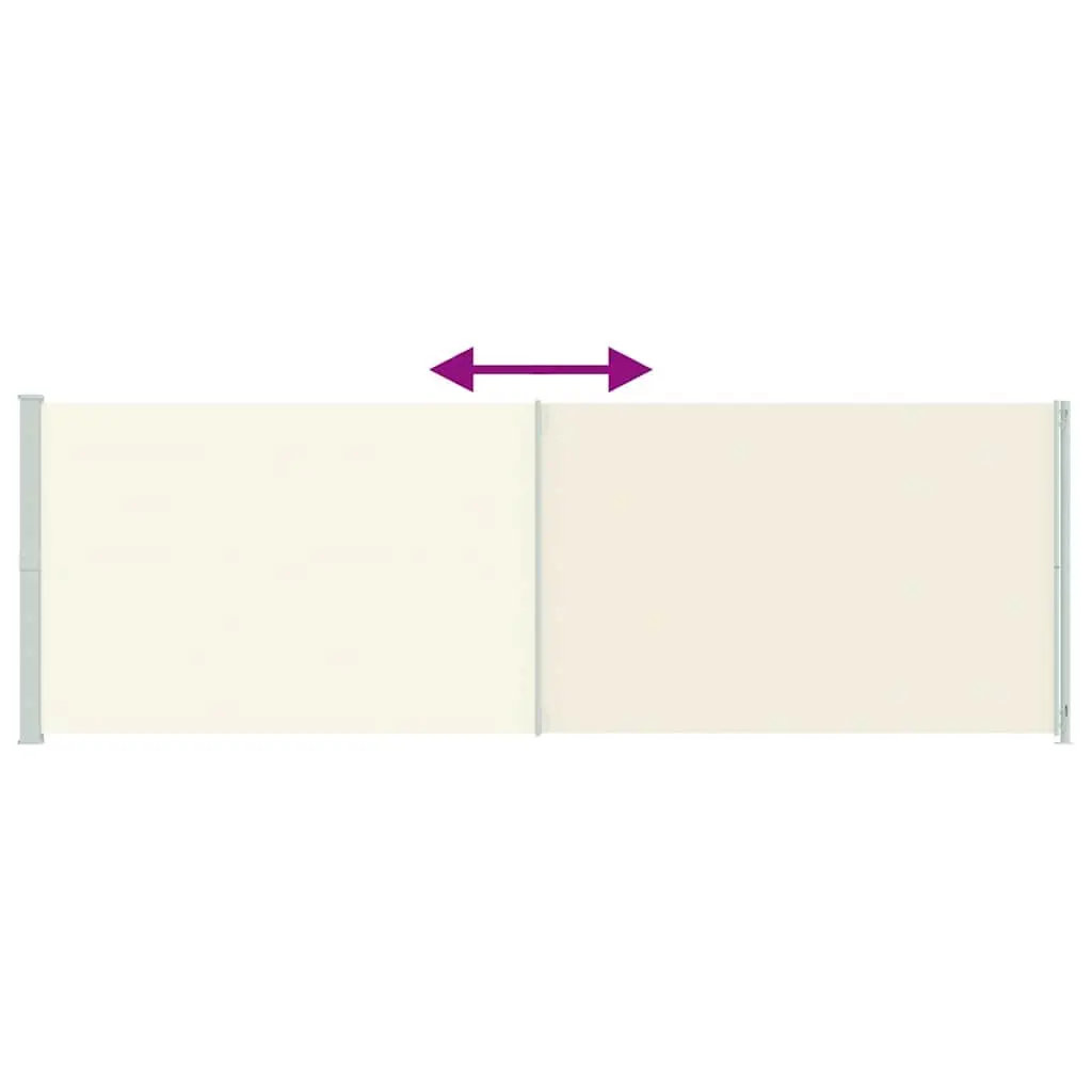Retractable Side Awning Cream 200x600 cm Outdoor Privacy Screen Protection for Patios and Balconies