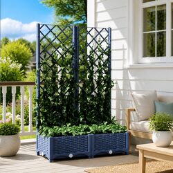 Outdoor Grey Garden Planter with Climbing Support Trellis