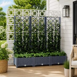 Enhance Your Space with a Grey Garden Planter and Trellis