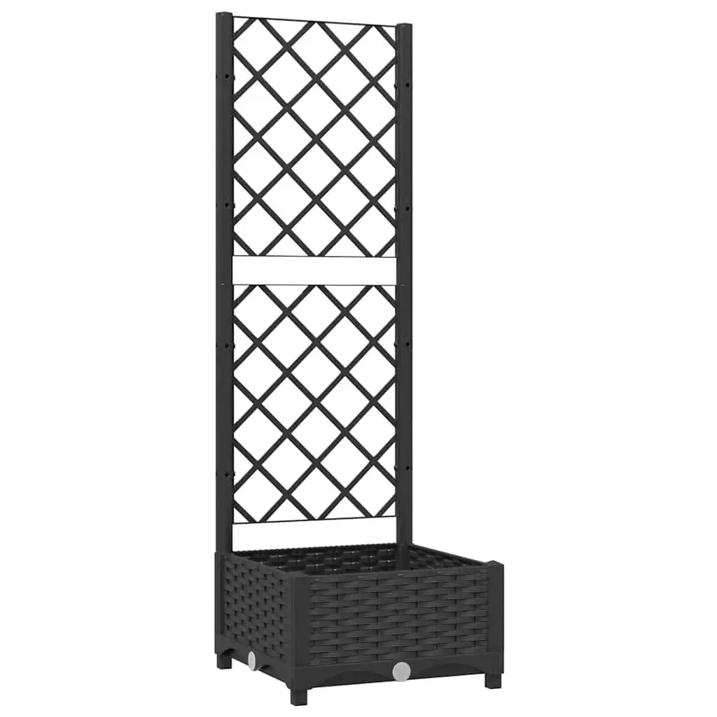 Garden Planter 40 x 40 x 121.5 cm Black Outdoor Planter Box with Integrated Trellis for Climbing Plants Support