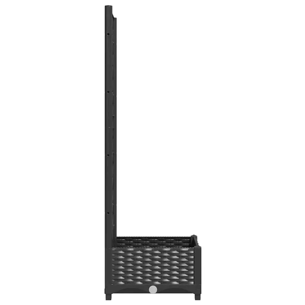 Garden Planter 40 x 40 x 121.5 cm Black Outdoor Planter Box with Integrated Trellis for Climbing Plants Support