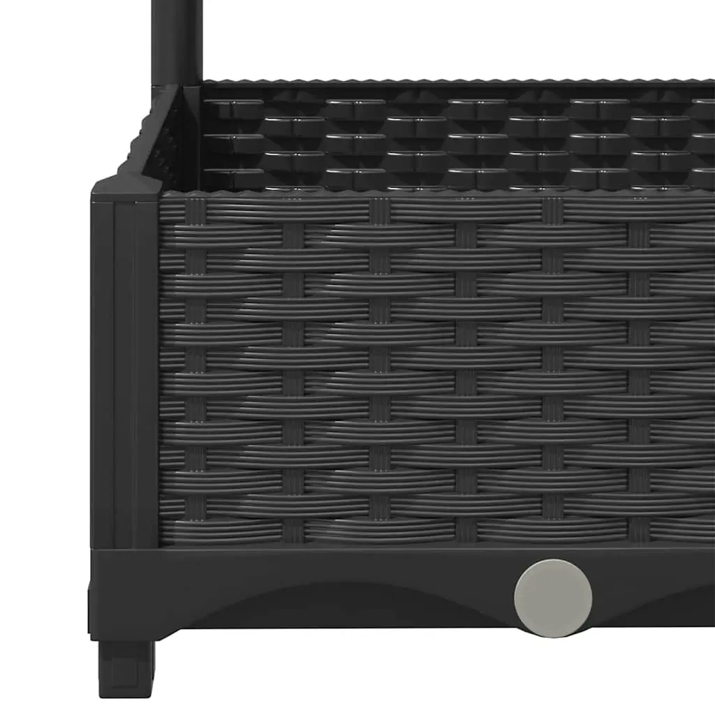 Garden Planter 40 x 40 x 121.5 cm Black Outdoor Planter Box with Integrated Trellis for Climbing Plants Support