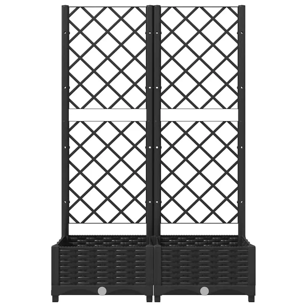 Garden Planter 80 x 40 x 121.5 cm Black Integrated Trellis Support for Climbing Plants