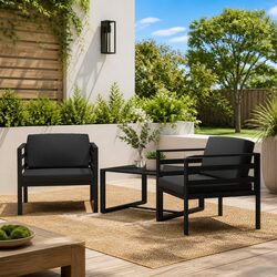 Outdoor Single Sofas Set 2 pcs Modular Seating with Cushions Anthracite